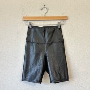 WILFRED FREE ARITZIA Daria Bike Shorts Black Vegan Leather HR Sports